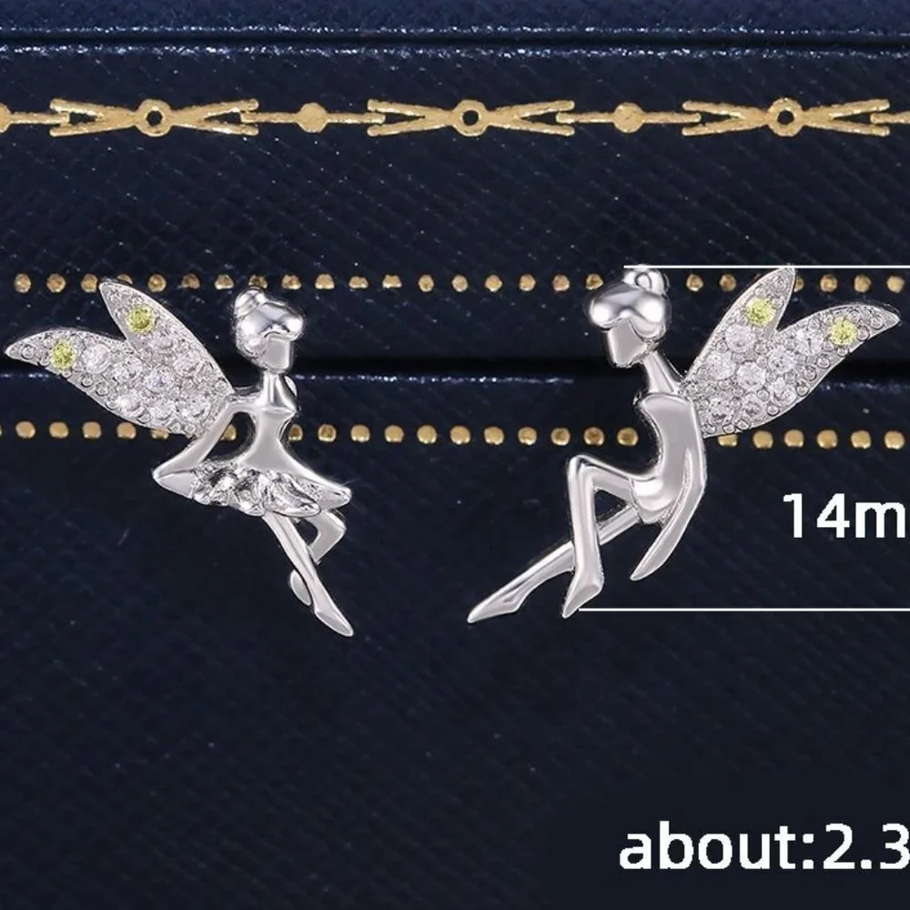 💝Dainty White CZ Sweet Wing Fairies Stud Earrings for Women, GPMB1441